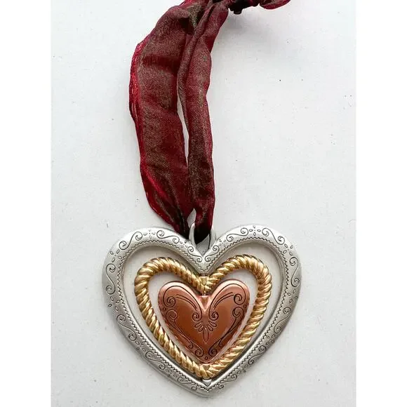 Vintage Brighton 1999 Ornament Spinning Heart Gold Silver - Picture 2 of 6